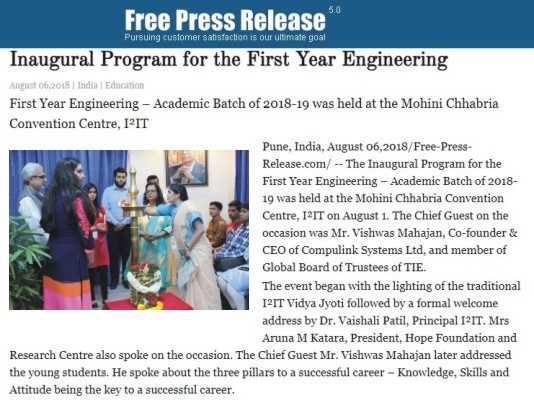 Inaugural program for First year Engineering